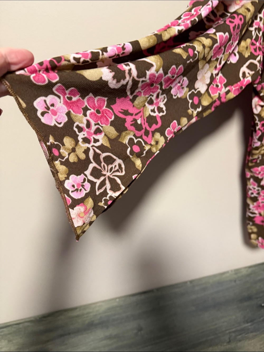 Lane Bryant Brown & Pink Floral Long-Sleeve Tie-Front Top - Picture 6 of 10